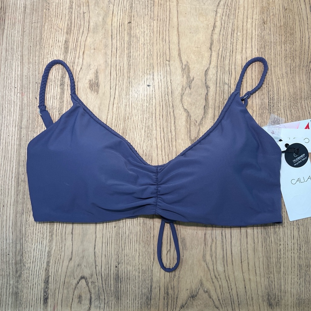 Deep Purple Adjustable Bikini Top with Ruched Front braided adjustable straps